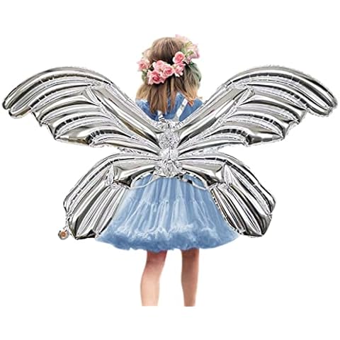 Butterfly Foil Balloons,47in Large Angel Wings Balloon,Mylar Balloons Butterfly Fairy Balloon, Butterfly Mylar Balloons for Butterfly Themed Party Wedding Birthday Party Supplies 1PCS (Silver) Cover
