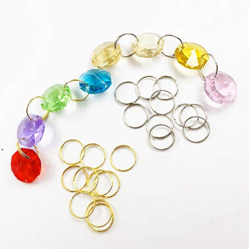 Image of DERA 100pcs 11mm 304 round stainless steel ring for Chandelier, Curtain,Suncatchers, Crystal Garland,Necklaces, Earrings, Parts Bead light accessorise (11mm, Silver)