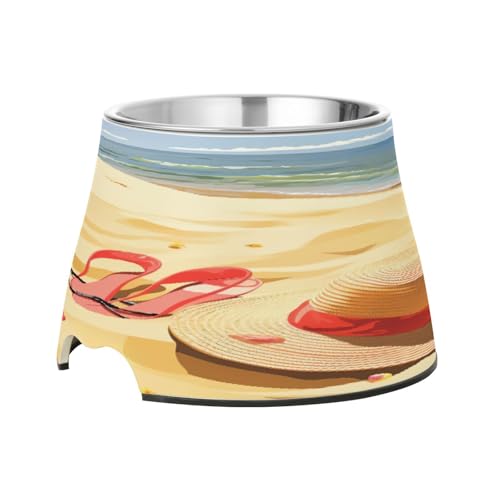 SKYSHU Cuencos elevados de playa para perros, prevención de la enfermedad de las vértebras, soporte elevado para perros y gatos con cuencos extraíbles de acero inoxidable, antideslizante a prueba de