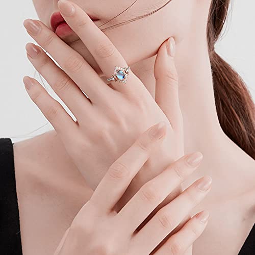 Niuwa Women Round Shaped Simulated Gemstone Rings Engagement Ring Bridal Wedding Ring Jewelry (Rose Gold, 10) #TOP3