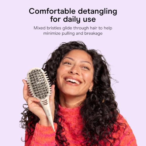 Image of Conair Curl Define Pro Detangler Brush Curly Hair Brush | Mixed Bristles & Continuous Grooves to Define & Detangle Loose Curls & Long Hair, White, BR95683IN1L
