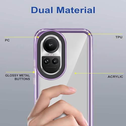 Image of amazon basics Back Case Cover for Oppo Reno 10 5G (TPU + PC Translucent Purple)