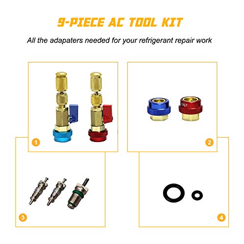 Apeixoto R134A R1234Yf Air Condithoning Valve Core Remover Tool For High Low Pressure Repair Tool #TOP6