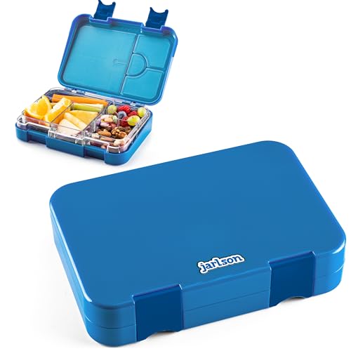 Jarlson® Lunch Box Bambini - Bento Box con 6 Scomparti - Porta Pranzo - Senza BPA - per la Scuola e l'asilo - 850ml (Blu)