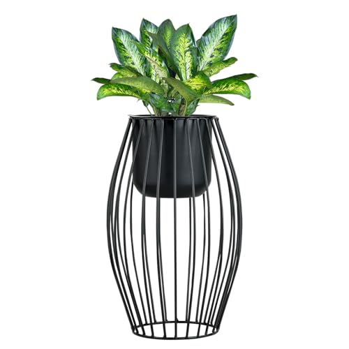 Image of Black Decorative Wire Planter Pot with Stand Indoor Outdoor Plant Stand with Planter Pot Home & Decor