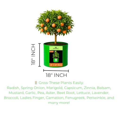 Image of Kingwell grow bags 18x18 inches pack of 4 Grow Bag For Terrace Garden Leafy Vegetable Plant Grow Bags Fruits Growing Containers For terrace Gardening