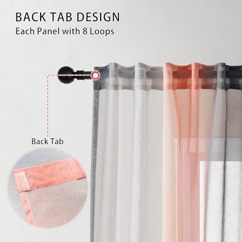 Image of XiDi Ombre Window Sheer Curtain Panel,Set of 2 Packs Semi Transparent Voile Drapes Short Sheer Curtains for Bedroom Wide 52 Inch Length 63 Inch