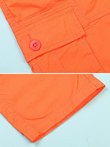 Boys' Pull on Cargo Pants Elastic Waist Casual Cotton Uniform Multi-Pockets Trousers Orange Tag 130CM-6-7 Years3