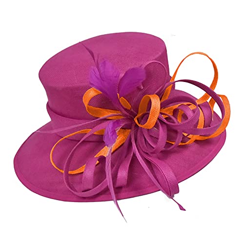 Chapeau rose fuchsia à large bord pour mariage Caprilite en taille unique