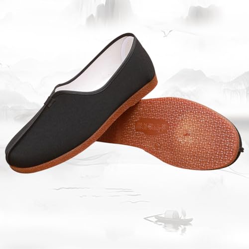 YunPeng Men's Kung Fu Shoes Chinese Traditional Old Beijing Shoes, Anti Slip TPR Sole Martial Arts Tai Chi Shoes Black2