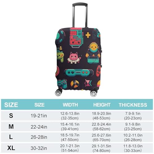 Game Pattern Suitcase Covers Luggage Protector - Travel Elastic Baggage Case Protective, Washable Anti-scratch Large Suit Case Cover for Suitcases Fits 19-32 Inch Luggages S2