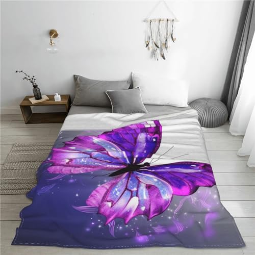 Couverture en flanelle douce plaid violet papillon cocon de douceur - 8