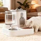 ANSENCURIAペット用給餌・給水一体型 猫 自動給餌器 給水器 電源不要 猫/中小型犬向け 水800ML/ 餌 2200ML 大容量 水筒式給水器 猫用 中小型犬用 自動給餌機 猫 可視化 防滴性 犬 給水器 犬多種類フード対応 フィルター搭載 全分解洗浄可能 洗いやすい 防汚れ 複数種類のフード対応 7 日間持続 留守番用 お世話効率化