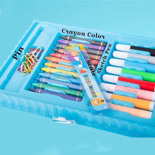 Image of TOYTONIC 68-Piece Color Set for Kids - Drawing & Painting Kit with Crayons, Watercolors, Pencils & Sketch Tools | Creative Art Stationery Gift for Boys & Girls Age 3-5