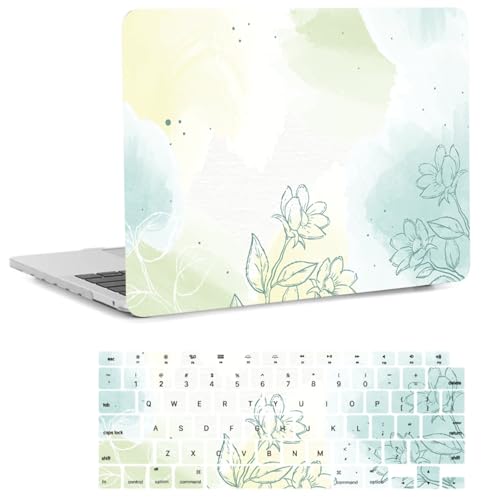 Funda MacBook Pro 14 evita arañazos y suciedad con diseño exclusivo de flores esbozadas