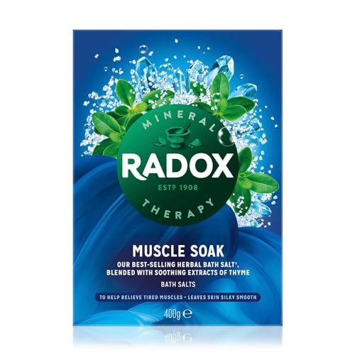 Radox Muscle Soak Bath Therapy Thyme Scented Herbal Bath Salt with expertly Blended Herbs and Minerals to Soothe and soak Your Tired and Aching Muscles, 400g Multi Buy 4 Pack - Image 3