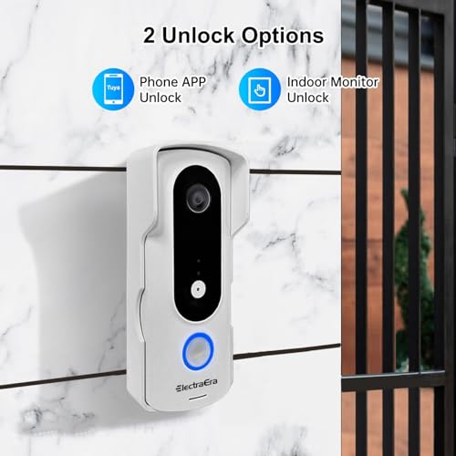 Image of Video Intercom System, 7 Inches Touch Screen Video Doorbell with Monitor, Video Camera Kits Support Unlock, Monitoring, Wire Connection Dual-Way for Villa Office Apartment (APP with WiFi)