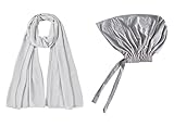 Lina & Lily Matched Hijab & Undercap Set, Chiffon Muslim Head Scarf, Jersey Tie-Back Inner Cap (Silver)