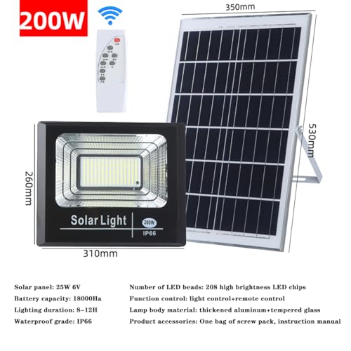 Projecteur solaire LED 100W 200W extérieur étanche cour - 3