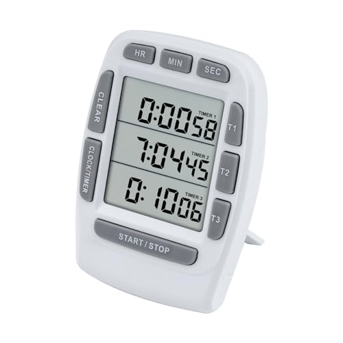 Jayron JR-KT001 Temporizador Digital LCD Grande de 3 Canales, Cocina y Cuenta Regresiva Con...