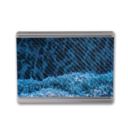 Image of MightySkins Carbon Fiber Skin Compatible with Microsoft Surface Laptop Go 3 (2023) Full Wrap Kit - Ocean Waves | Protective, Durable Textured Carbon Fiber Finish | Made in The USA
