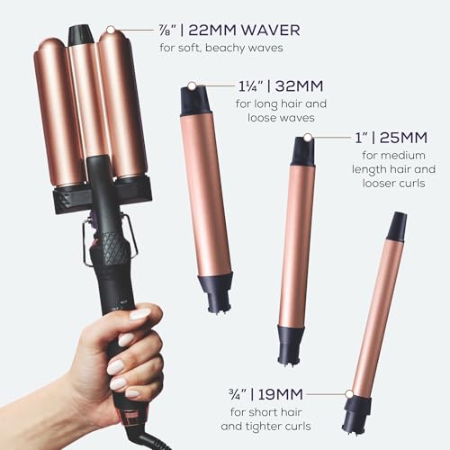 Sutra 4-in-1 Hair Curling Iron Set with Tourmaline Infused Ceramic Barrels - Professional Curling Wand Tool for Women with Clipless Curlers & Triple Barrel Waver - Styling Products for All Hair Types — view 3