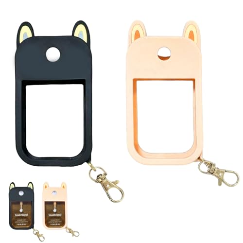 LEBKFT 2 fundas protectoras de silicona con llavero, compatible con desinfectante de manos, soporte desinfectante de manos para Touchland Spray 1FL OZ/30 ml, accesorios portátiles de jabón líquido