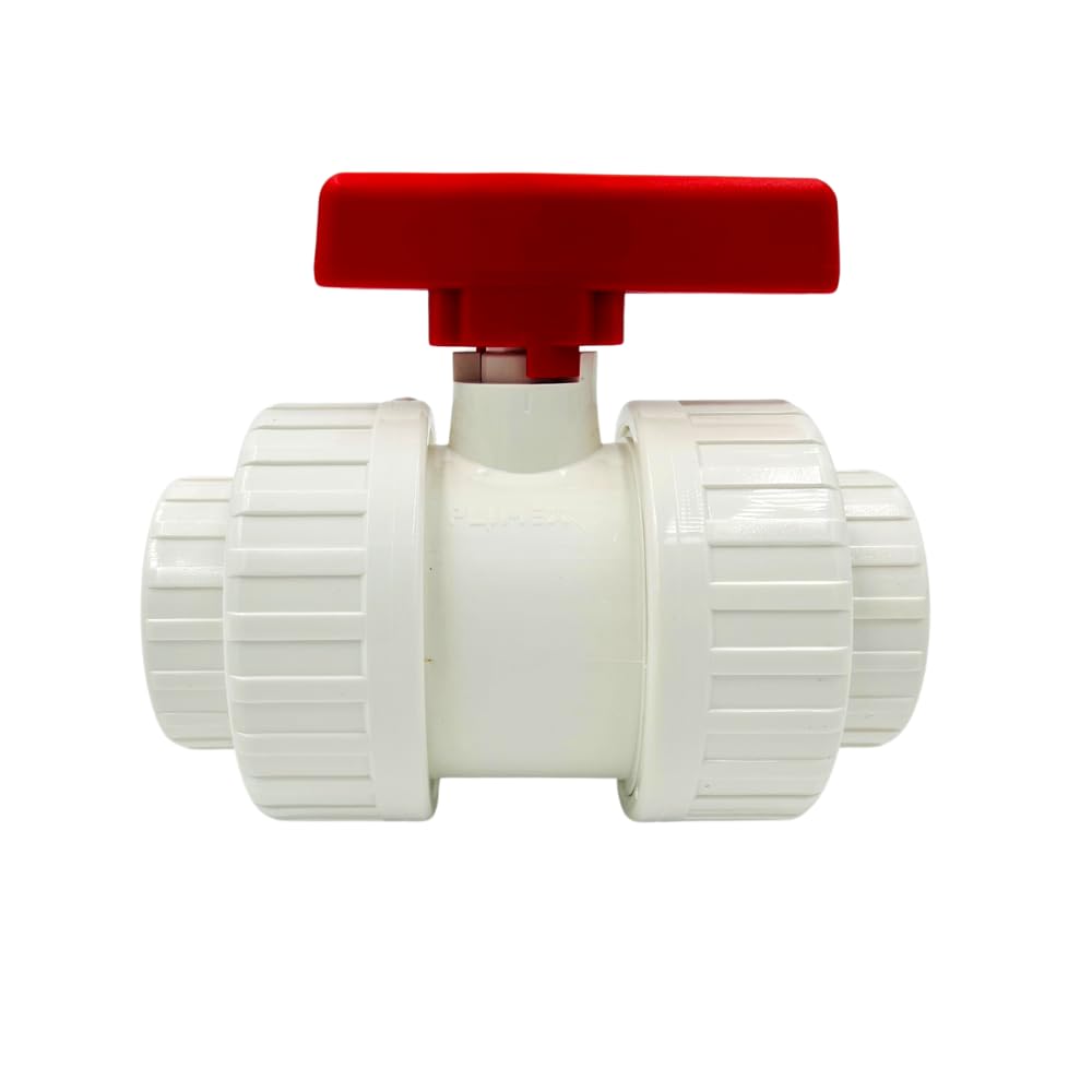 Vanne de fermeture à bille Ø50 mm PVC blanc double virole aquarium