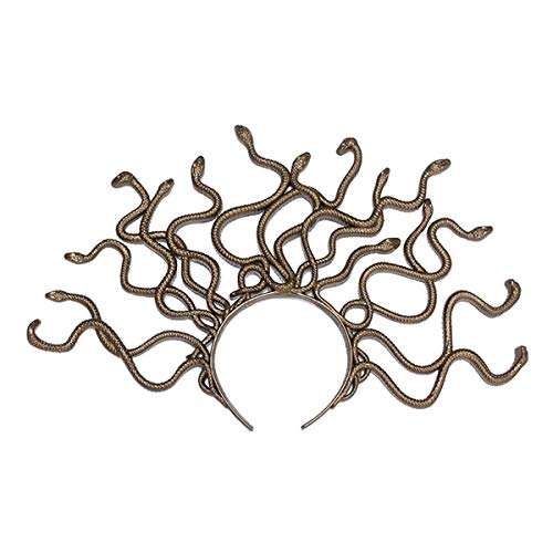 LKXHarleya Medusa Snake Costume Headband, Medusa Headpiece Halloween Cosplay Party Supplies Gold