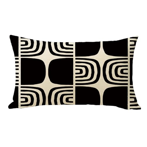 Fjfz Black White Geometric Lumbar Decorative Throw Pillow Cover 12