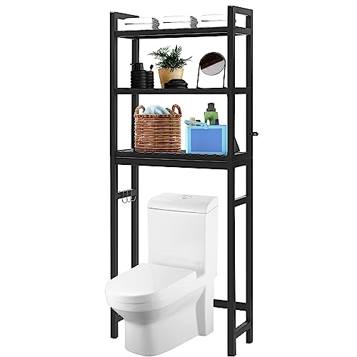 HITOMEN Over The Toilet Storage Bamboo Adjustable 3Tier Above