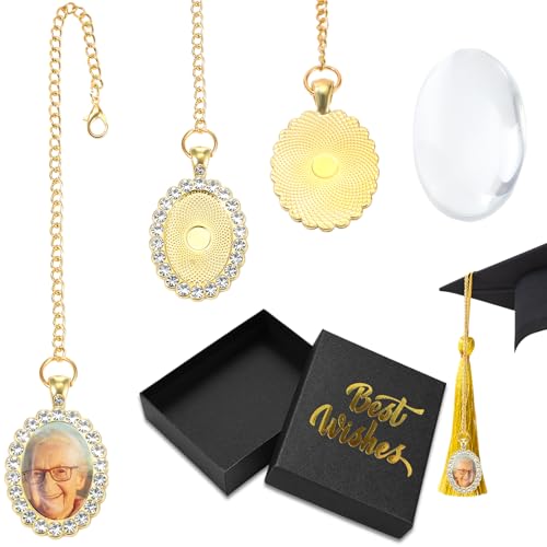 Colingmill 2025 Personalized Graduation Cap Decorations Memorial Tassel Charm Graduation Cap Topper with Photo Charms DIY Custom Gifts for Grad Gown Ceremony Picture Decoration