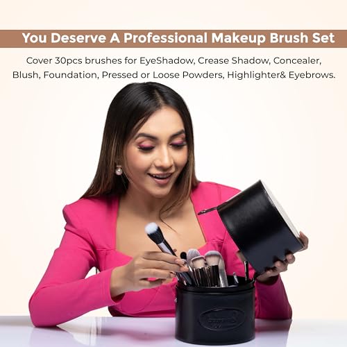 LONDON PRIME HD Professional Brush Set (30 Pcs) – Makeup Brush Set Professional for Beginners & Experts | Soft Branded Makeup Brush Kit Set for Eyes, Face & Travel-Friendly Daily Use