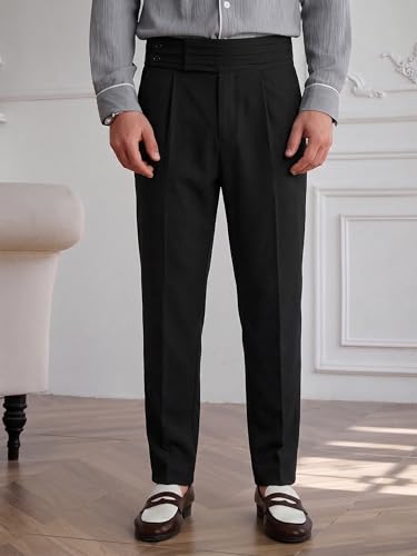 Image of TOPLOT Men's Cotton Casual Trouser | Elegant Pleated Front with Dual-Button Waistband | Comfortable Stretch Elasticity for Easy Movement | Tapered Ankle Finish | Casual & Office Wear (5277)