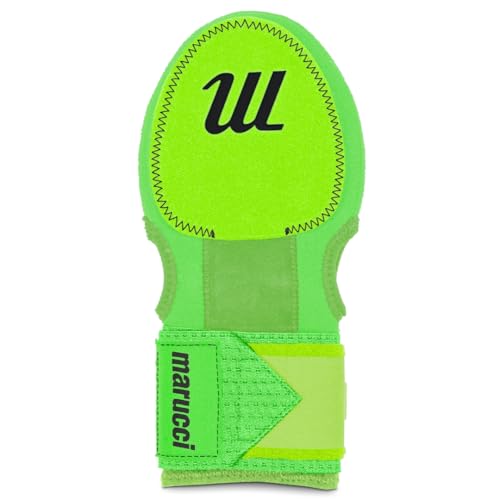 Marucci Adult Sliding Mitt, Black/Neon Green, Right & Left Hand Full Coverage Protection Neoprene Baseball Sliding Mitt, Wrist Strap, Dual Thumb Holes, 1 Mitt