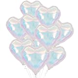 BTZO 風船 バルーン ハート型 10個セット アルミ風船 アソート 18インチ 飾り付け バレンタイン 告白 プロポーズ 誕生日会 結婚式 パーティー 店舗装飾 フイルム 透明 虹色 イリディセント オーロラ