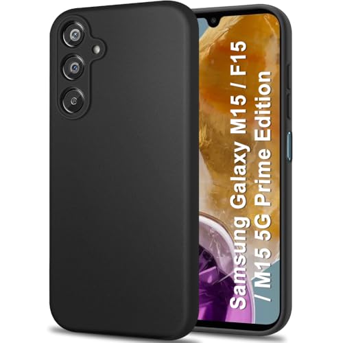 TheGiftKart Sleek Back Cover Case for Samsung Galaxy M15 / F15 / M15 5G Prime Edition | Slim Fit Protective Design | Ultra Matte Finish | Camera Protection Bump | Soft Back Cover (Silicone, Black)- Best and cheap mobile covers in India