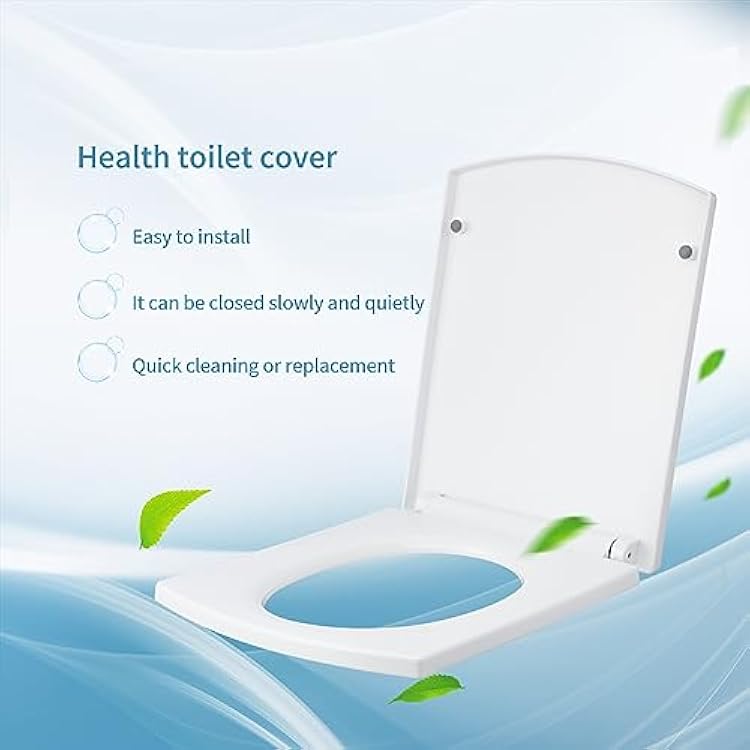Toilet Seats, Multifunctional Quiet Close PP Material Rectangle Type Thicken Mute Slow Down Detachable Bathroom Accessories Fits All Regular Toilet Bowls, Elongated Toilet(White)