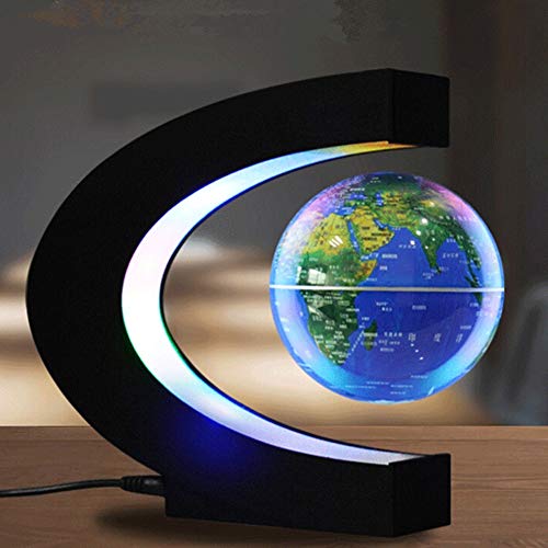 Floating Magnetic Floating Globe with C Shape Base Educational Gifts for Children Home Decoration Night Light (3 Inches) European Regulation Cover