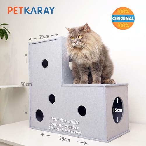 Tunnel pour chat en feutre avec trou interactif cachette originale - 3