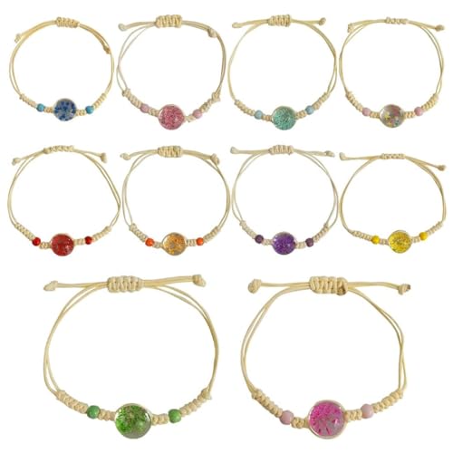 BZKSER Pulsera Amistad de Animales para Niña   10Pcs Juguetes de Cuerda Trenzada Brazalete Joyería Niña Regalo de Cumpleaños de Fiesta (Colorful flowers)