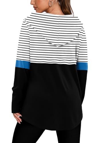 BETTE BOUTIK Womens Quarter Zip Tunic Hoodies Pullover Long Hooded Sweatshirts S-3XL