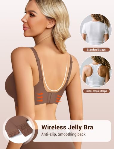 Image of Avidlove Jelly Bras for Women No Underwire Seamless Bralettes Wireless Push Up Scalloped Full Coverage Sports Everyday Bra