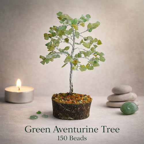 Image of REMEDYWALA Charged Energized Green Aventurine Crystal Tree for Reiki Healing, Stone Tree Showpiece for Good Luck Home Decor, Green Aventurine Tree 150 Beads