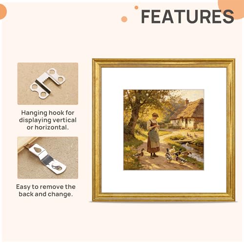 Image of upsimples 12x12 Picture Frame, Vintage Frames Decor, 1Pack Gold