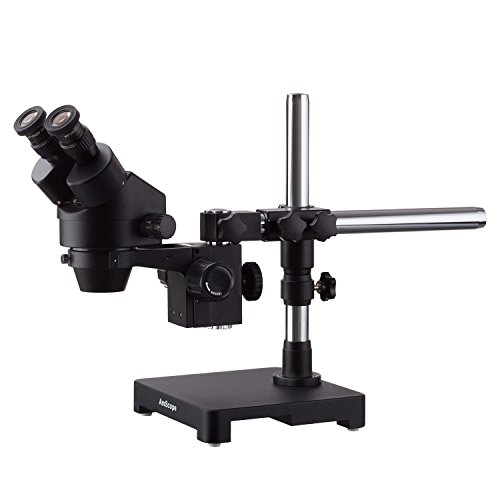 Image of AmScope 7X-45X Black Stereo Zoom Microscope with Single Arm Boom Stand