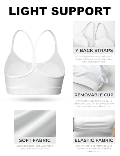 Image of Buauty 2 Packs Y Back Sports Bra for Women, Low Impact Padded Racerback Spaghetti Strap Bras, Workout Yoga Tops