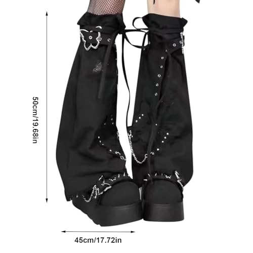 Polainas para mujeres cómodas con cadena de mariposa estilo punk 5