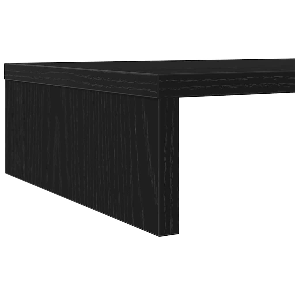 Gecheer Supporto per Monitor Doppio, Ergonomico con Piattaforma Rialzata e Scomparti Portaoggetti, 100x27x10 cm in Legno Tecnico Rovere Nero for Ufficio Casa e Lavoro a Distanza