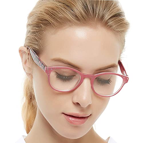 OCCI CHIARI Womens Reading Glasses 1.25 Oval Frame Readers Comfotable Magnifying Glasses for Women Spring Hinge (Pink, 125) - Image 3